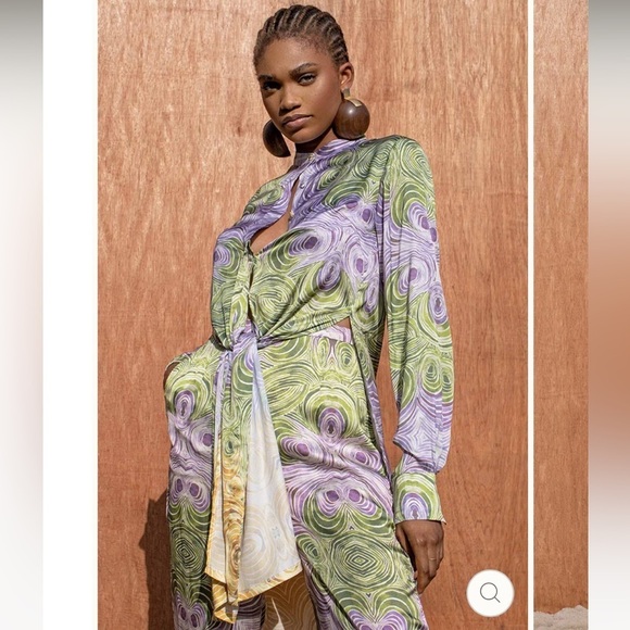 Andrea Iyamah Akacia Tunic in Woodgrain Print - Picture 1 of 16